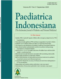 Image of Paediatrica Indonesiana (The Indonesian Journal of Pediatrics and Perinatal Medicine) Volume 65 Issue 5