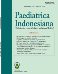 Image of Paediatrica Indonesiana : The Indonesian Journal of Pediatrics and Perinatal Medicine Volume 61 Issue 2