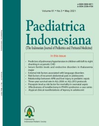 Image of Paediatrica Indonesiana : The Indonesian Journal of Pediatrics and Perinatal Medicine Volume 61 Issue 3