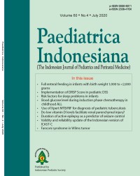 Image of Paediatrica Indonesiana : The Indonesian Journal of Pediatrics and Perinatal Medicine Volume 60 Issue 4