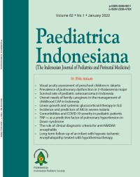 Image of Paediatrica Indonesiana (The Indonesian Journal of Pediatrics and Perinatal Medicine) Volume 62 Issue 1