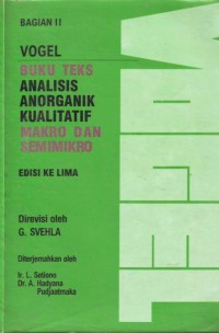Image of Vogel Buku Teks Analisis Anorganik Kualitatif Makro dan Semimikro